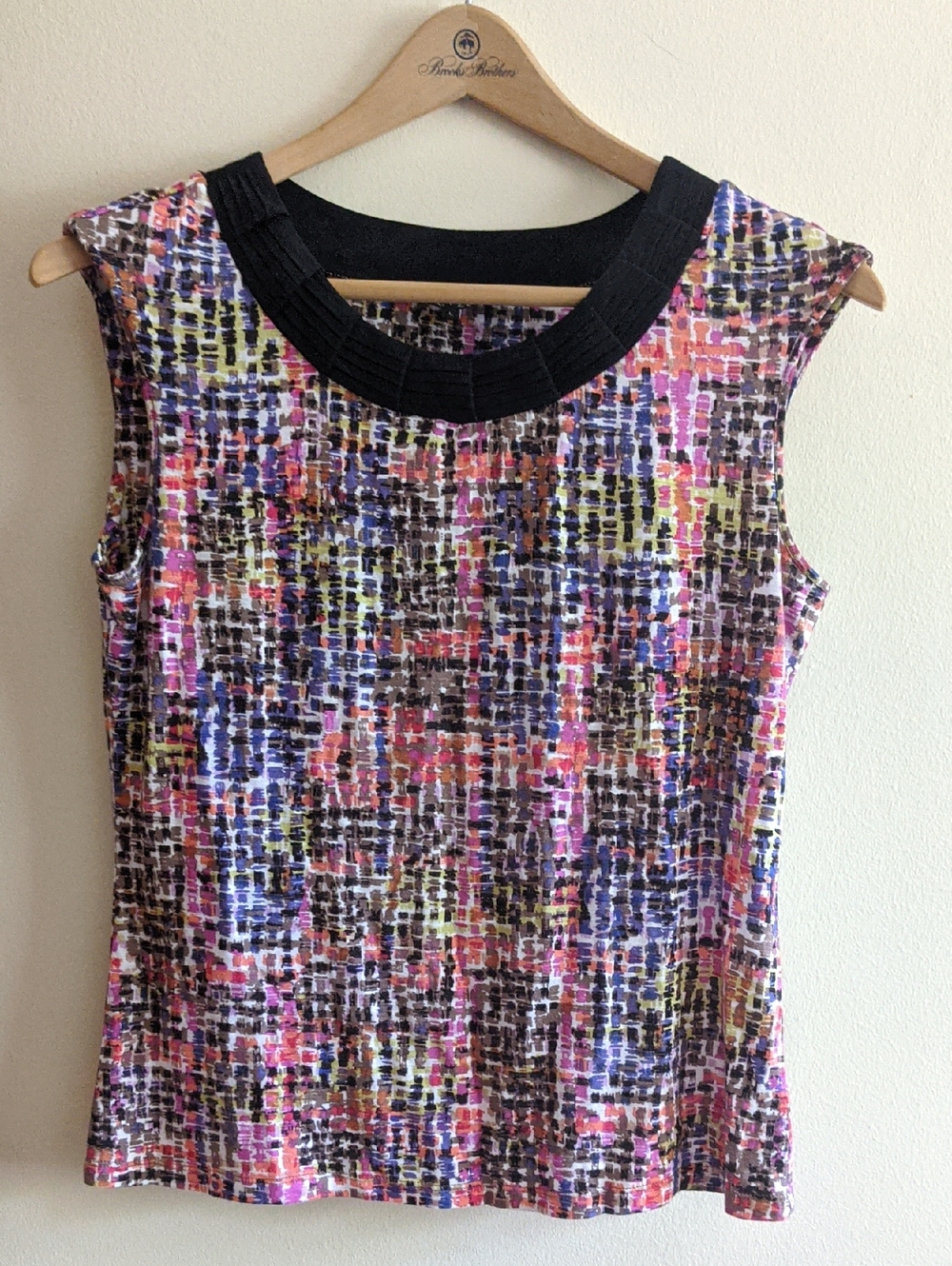 NIC+ZOE Multicolor Printed Sleeveless Tank with Black Trim